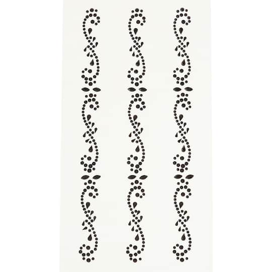 12 Packs: 3 ct. (36 total) Black Flourish Border Adhesive Rhinestones by Recollections™